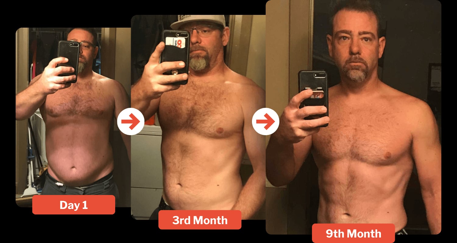 Jarod's 90-day transformation: day 1, 3 months and 9 months